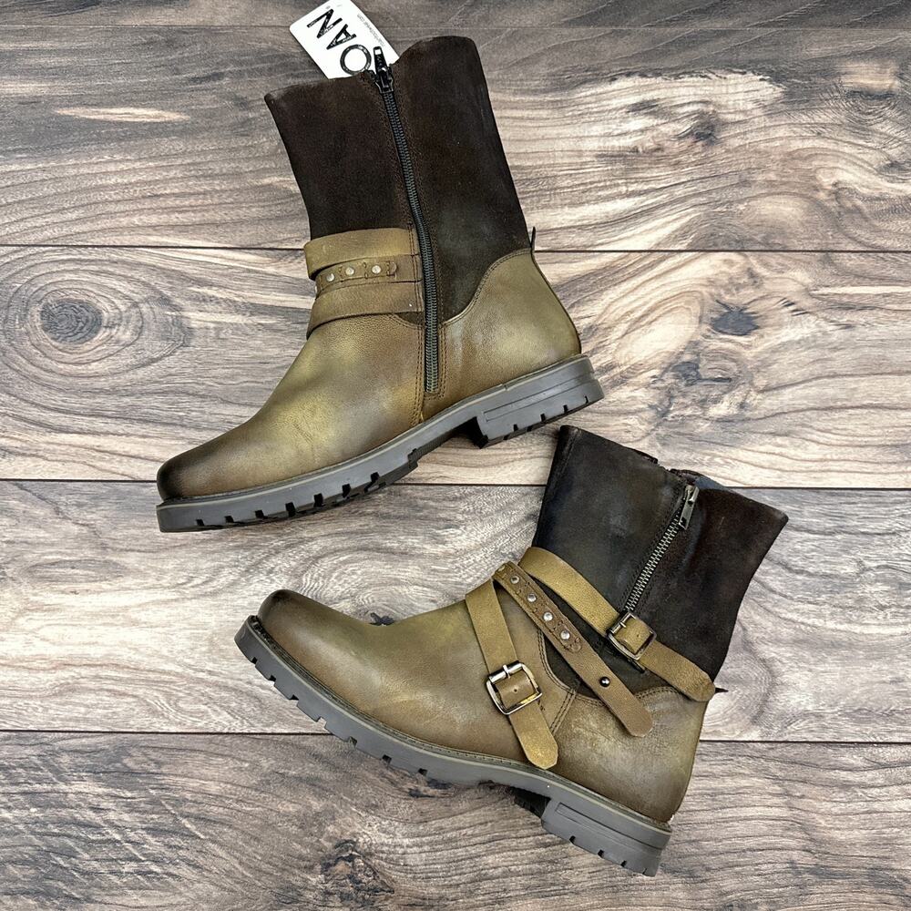 ❌SOLD❌NIB Roan by Bed Stu 8.5 Anabella Brown Washed Suede Leather Biker Boots - Picture 2 of 11